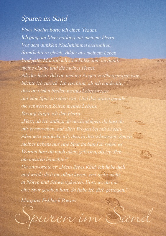 Gedicht Spuren Im Sand Text : Brunnen Verlag Gmbh Margaret Fishback
